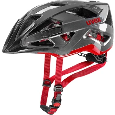 Afbeelding van uvex active veilige allround helm voor dames en heren individueel passysteem uitbreidbaar met led licht anthracite red 52 57 cm