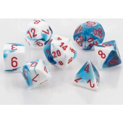 Afbeelding van Chessex Gemini Astral blauw wit rood Polydice Dobbelsteen Set (7 stuks)