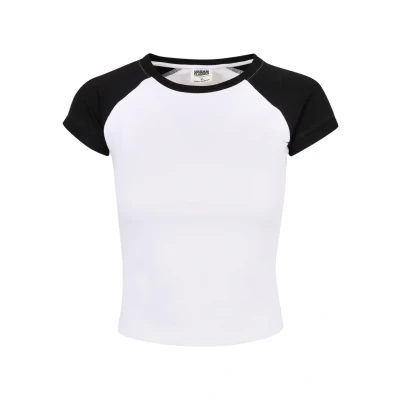 Afbeelding van Urban Classics Stretch Retro Baseball Tshirt print, Dames, Maat: Small, White black