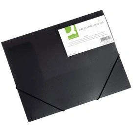 Afbeelding van Q CONNECT elastomap, A4, 3 kleppen en elastieken, transparant PP, zwart elastomap
