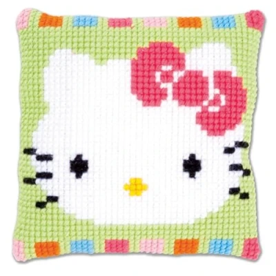 Afbeelding van Vervaco Hello Kitty in pastel Kruissteekkussen pakket PN 0153796