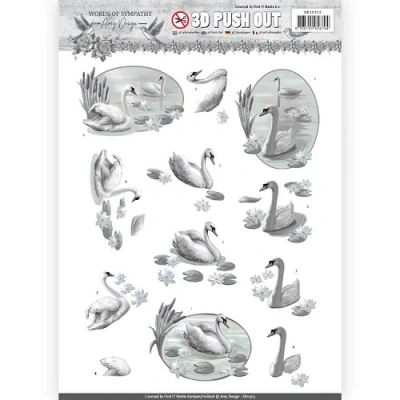 Afbeelding van Sympathy Swans Words of 3D Push Out Amy Design