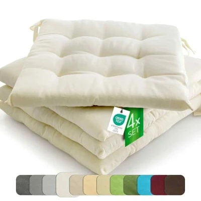 Afbeelding van ETÉREA stoelkussen Buiten &amp; binnen [Met lintjes] 2 set kussens 40x40 cm Cactus Zitting kussen zitkussen voor Stoel Basic Sitzkissen mit Bändern seat cushion