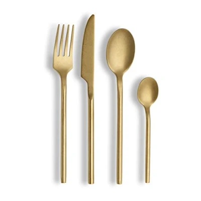 Afbeelding van ECHTWERK EW BS 1685C Tafelbestek Bari, stonewashed champagne, 16 delig, bestek voor maximaal 4 personen, hoogwaardig chroomnikkelstaal, roestvrij staal