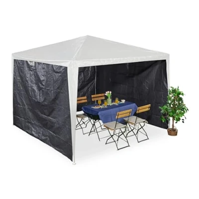 Afbeelding van Relaxdays zijwanden partytent 2x3 m set van 3 wanden waterdicht grijs