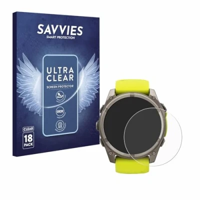 Afbeelding van Savvies Screenprotector voor Garmin Fenix 8 Solar (51 mm) Folie Beschermfolie transparant (18 Stuks)