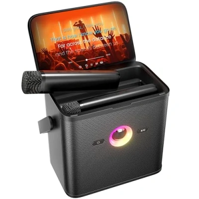 Afbeelding van Ikarao Karaokemachine voor volwassenen kinderen, met songtekstscherm, WiFi verbinding YouTube &amp; karaoke app, 2 EQ Autotune draadloze microfoons Draagbaar PA systeem thuis