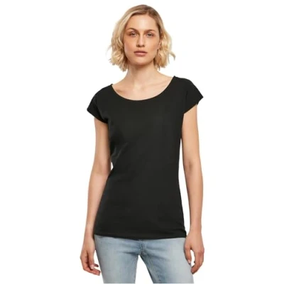 Afbeelding van Build Your Brand Dames T shirt met brede hals, zwart, 4XL