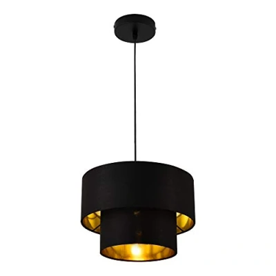 Afbeelding van Design hanglamp Lopar 149 cm metaal en stof E27 Ø30 zwart
