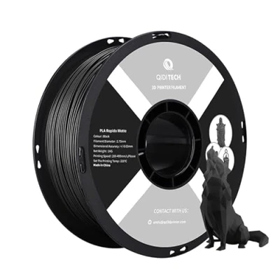 Afbeelding van QIDI TECH Mat PLA Rapido Filament 1.75mm, 3D Printer 1kg Spoel (2.2lbs), Geschikt Voor High Speed Printing, Printing de Meeste FDM Printers, Zwart