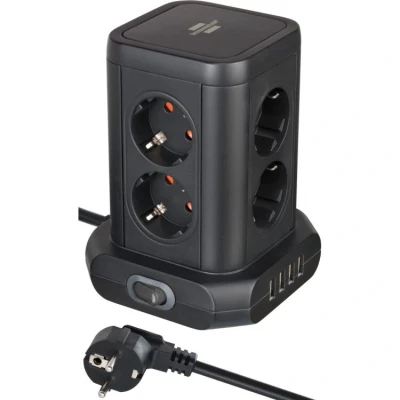 Afbeelding van 8 voudige wandcontactdoos in 45 opstelling (4x USB, met 2 kabels, Br