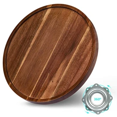 Afbeelding van ANBOXIT Lazy Susan kast organizer, 30 cm houten draaitafel, acacia keuken draaibaar kruidenrek (1 stuks)