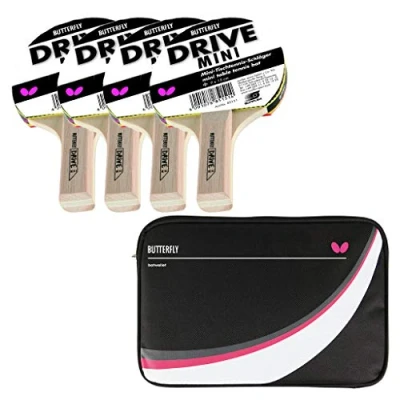 Afbeelding van Butterfly Tafeltennis rondloopset 4 tafeltennisbatjes Drive Mini + tafeltennishoes Case 2 Tafeltennisbatset voor het hele gezin zeer kleine racket