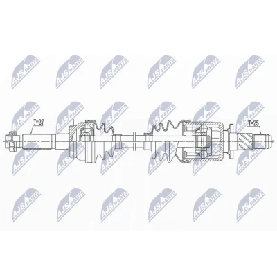 Afbeelding van NTY NPW SB 033 Aandrijfas Achteras rechts, links 798mm Handgeschakeld, Automatische versnellingsbak SUBARU: Forester IV (SJ) 2.0 D AWD