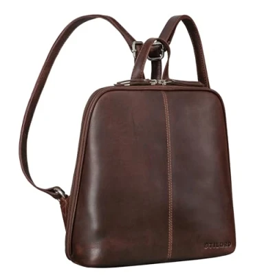 Afbeelding van STILORD &#039;Calla&#039; Lederen Rugzak Dames Kleine Elegante Vrouwen Echt Leer City Vintage Backpack Moderne Leren Tas Klein Dagrugzak Rugzaktassen, Kleur:bourbon bruin