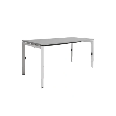 Afbeelding van Linesto N3 bureau, hoogte instelbaar (65 85cm) met 180x80cm lichtgrijs zwevend 25mm blad en wit (RAL9010) vierpoot N frame (poot driehoekig 50x50x75