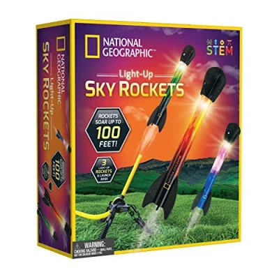 Afbeelding van National Geographic Air Rocket Toy led raketwerper voor kinderen, stomp en lanceerlicht, luchtaangedreven, raketten tot 30,5 meter, tuinspeelgoed, buitenspellen