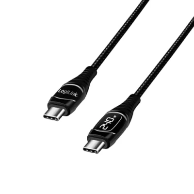 Afbeelding van LogiLink USB C kabel 2.0 A Stekker 1 m Zwart past op beide manieren CU0181