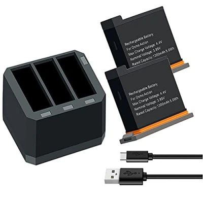 Afbeelding van XITAIAN 2 STKS Batterijen Oplaadbaar Voor DJI Osmo Action Camera Batterij 1300mAh Kanaal USB Oplader Bateria Accessoires