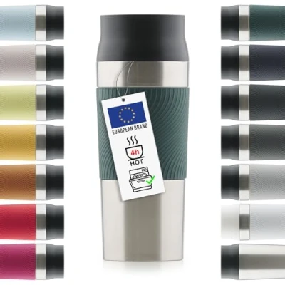 Afbeelding van Blumtal Thermosbeker Classic Lekvrij, BPA Vrij en Vaatwasserbestendig Hoge Kwaliteit Thermosfles met Quick Press Sluiting Travel Mug 350 ml Donkergroen