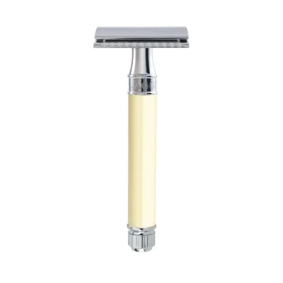 Afbeelding van Edwin Jagger DE87BLAMZ Klassiek dubbelzijdige manuele, milieuvriendelijke en herbruikbare Safety Razor voor mannen vrouwen scheercrème of zeep, past op alle DE scheermesjes (imitatie ivoor)