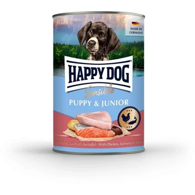Afbeelding van Happy Dog Sensible Puppy &amp; Junior 6x400g Kip, Zalm Aardappel