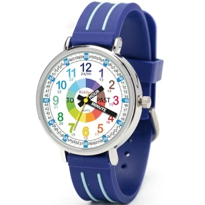 Afbeelding van KIDDUS Educatief Kinder Horloge voor Jongens en Meisjes. Engels versie. Analoog Time Teacher Polshorloge met Oefeningen. Designed om te Helpen de Tijd Leren. Ontworpen in Barcelona