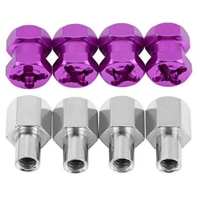 Afbeelding van RC Auto 12mm Hex Adapter, 4 St¨¹cke Metall Radnabenadapter f¨¹r D90 AX10 CC01 SCX10 F350 Fernbedienung Crawler( 15 mm Lila)