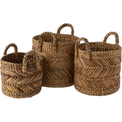 Afbeelding van J Line Set Van Drie Manden Gevlochten Raffia Naturel