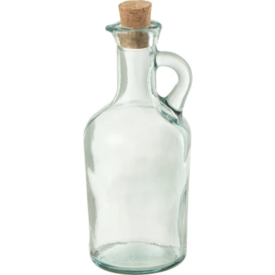Afbeelding van J Line Tuit Rond karaf decanteerkaraf + stop glas &amp; kurk transparant groen woonaccessoires