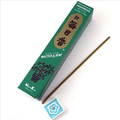 Afbeelding van Cedarwood Morning Star Kwaliteit Japanse Wierook van Nippon Kodo 50 Sticks + Houder