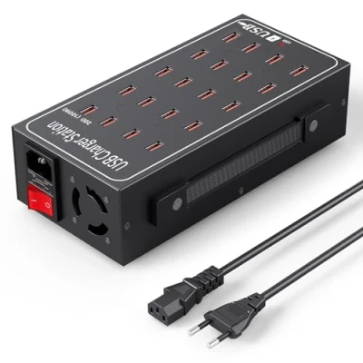 Afbeelding van 20 Poorts Oplaadstation, 100W USB slimme lader, in 1 desktop oplaadhub, Meerdere poorten oplaadstation voor iPhone, iPad, Samsung, Tablets en andere elektronica