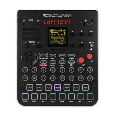 Afbeelding van Sonicware Lofi 12 XT [Lo fi Groovebox &amp; Sampler] Retro sampling met 12bit sampler modus, 8 track stepsequencer, 26 effecten, 15 aanslaggevoelige pads RGB LED&#039;s