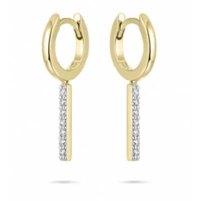 Afbeelding van Schitterende Zilveren 14K Gold Plated Oorringen met Zirkonia&#039;s