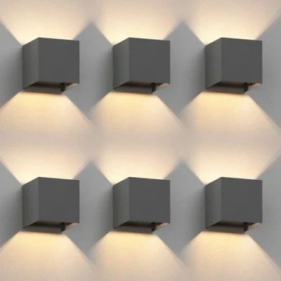 Afbeelding van ledscom.de 6 stuks wandlamp CUBEL voor buiten, IP65, up/downlight, antraciet mat, hoekig, 1x G9 max. 10W