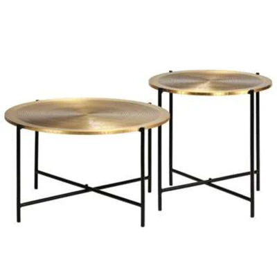 Afbeelding van Tafelset met messing bedekt MDF 2 delig