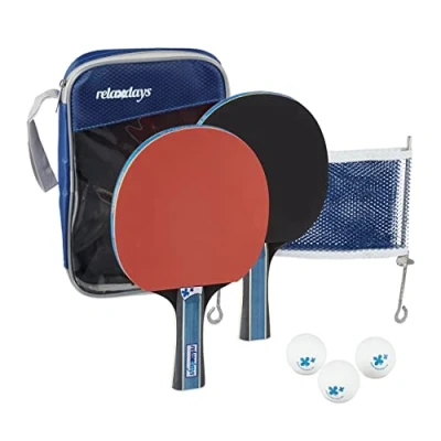 Afbeelding van Relaxdays tafeltennis set met net ping pong batjes pingpongballetjes