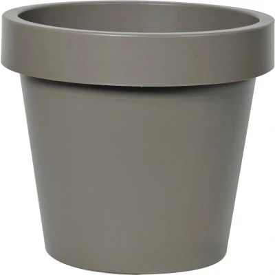 Afbeelding van Mega Collections Plantenpot/bloempot kunststof taupe/bruin buiten D25 x H22 cm Plantenpotten