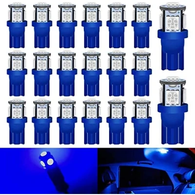 Afbeelding van DEFVNSY Helderblauw 194 T10 168 2825501 W5W Auto interieur Vervangende blauw LED Lamp 5e generatie 5050 Chipsets 5SMD Lichtbron voor 12 V Kentekenkaart Lichtkoepels (pak van 20)