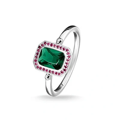 Afbeelding van Thomas Sabo Damesring stenen rood en groen zilver 925 sterling TR2264 348 7 54
