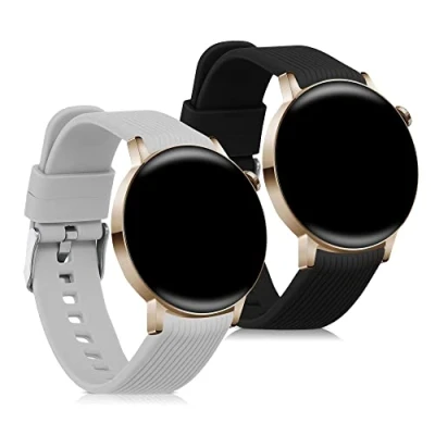 Afbeelding van kwmobile 2x horlogebandjes geschikt voor Huawei Watch GT 3 Pro (43mm) / (42mm) bandje Smartwatch bandjes van TPU Activity tracker horloge band in zwart grijs
