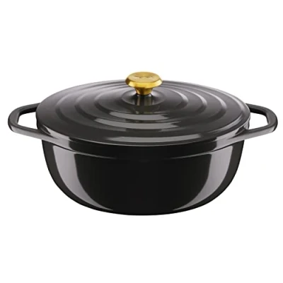 Afbeelding van Tefal Cocotte Air 30 cm gegoten aluminium braadpan met 5,7 l inhoud, keramische coating, delicate resultaten, ovenvast en conventioneel geschikt, ook inductie, vaatwasmachinebestendig