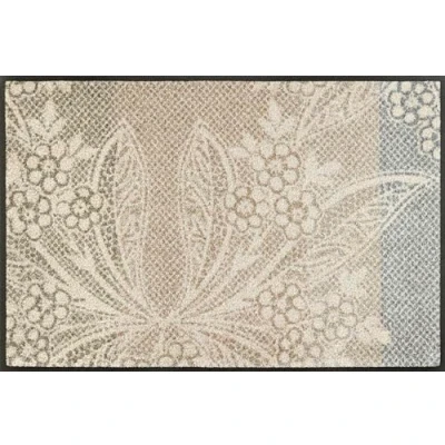 Afbeelding van was+droogdeurmat, Floral Lace 50x75cm, binnen en buiten, wasbaar, grijs