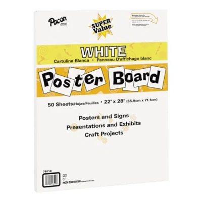 Afbeelding van Scola Posterbord, 50 vellen, wit, 559 mm x 711 mm, ideaal voor klaslokalen, scholen, kantoren, displayborden en prikborden