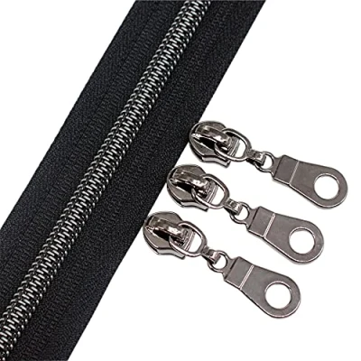 Afbeelding van YaHoGa ritssluiting, zwart, nikkel, 9 m, eindeloze per meter, 6 mm spiraal + 25 non lock ritsen (nikkelzwart zwart)