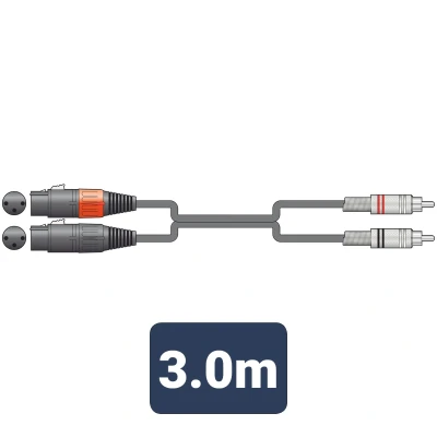 Afbeelding van akkoord 2R 2XF300 3 m Twin RCA naar XLRF lood