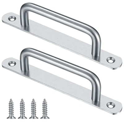Afbeelding van 2 stuks schuifdeurgrepen, schuurdeurgrepen, schuifdeurgreep met plaat van roestvrij staal, kastdeurgreep, handgrepen voor schuurpoort, schuifdeuren, tuindeurgrepen (192 mm)