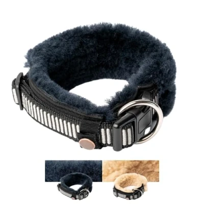 Afbeelding van Chris Innovatieve hondenhalsband van lamswol, vermindert aanzienlijk haarbreuk, gewatteerd, reflecterend, verstelbaar, voor kleine, middelgrote en grote honden, maat L (45 55 cm)