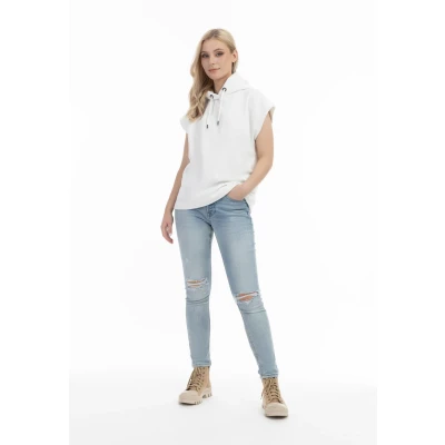Afbeelding van DREIMASTER Vintage Dames Oversized Sweatshirt XS / Off White 51% Katoen 49% Polyester