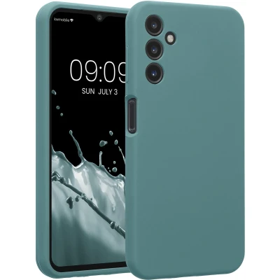 Afbeelding van kwmobile telefoonhoesje compatibel met Samsung Galaxy A14 5G hoesje Back cover siliconen coating Smartphone case in Arctische nacht